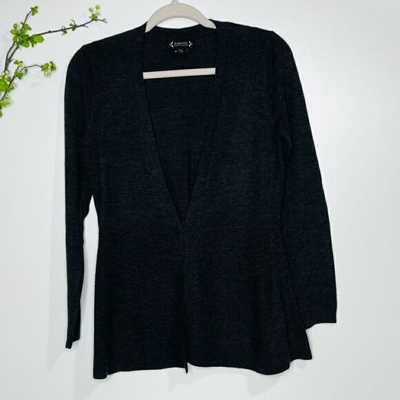 Nanette Lepore Charcoal Gray Cardigan Sweater Extra-fine Merino Wool Blend - Picture 1 of 8